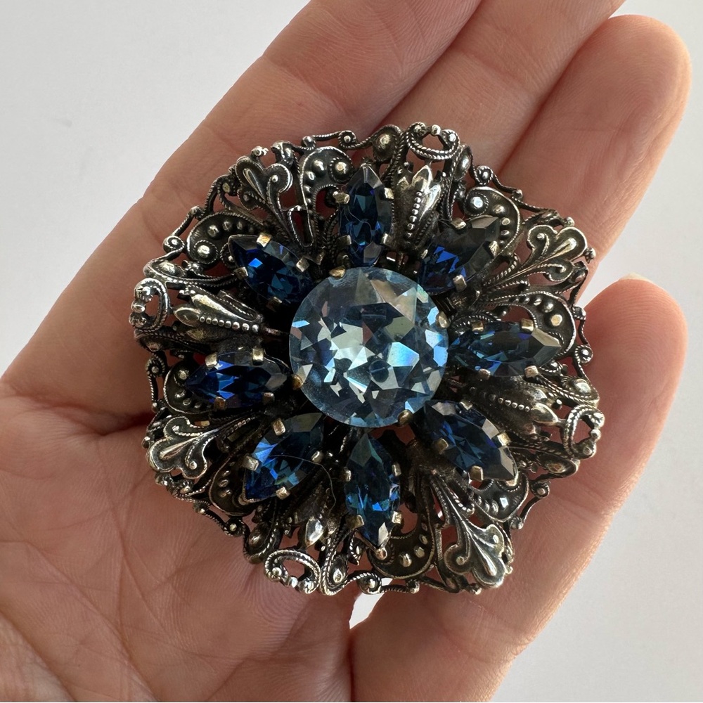 Vintage 1950s Christian Dior Rhinestone Dual Brooch & Scarf / Dress Clip - Picture 10 of 10